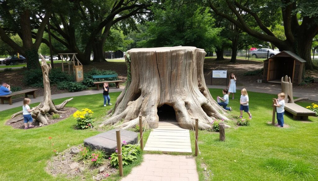 Natural Playground Design with Tree Stump