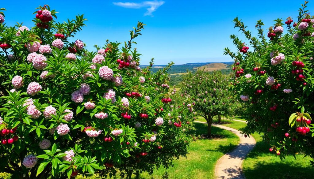 Bush Cherry Trees in Landscape