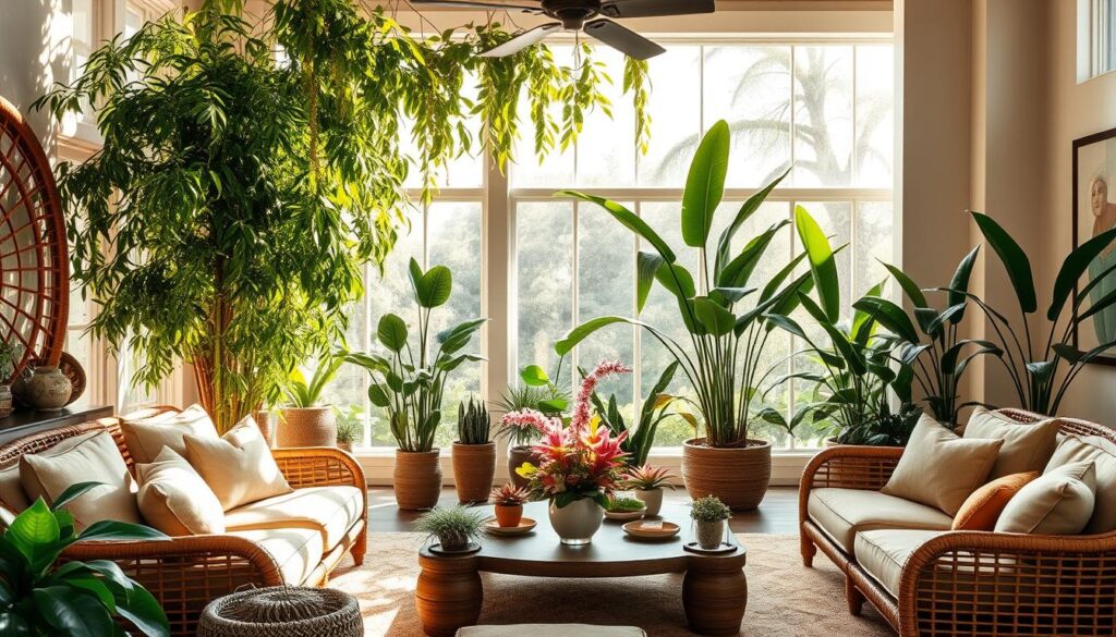 Tropical Home Decor with Large Indoor Plant